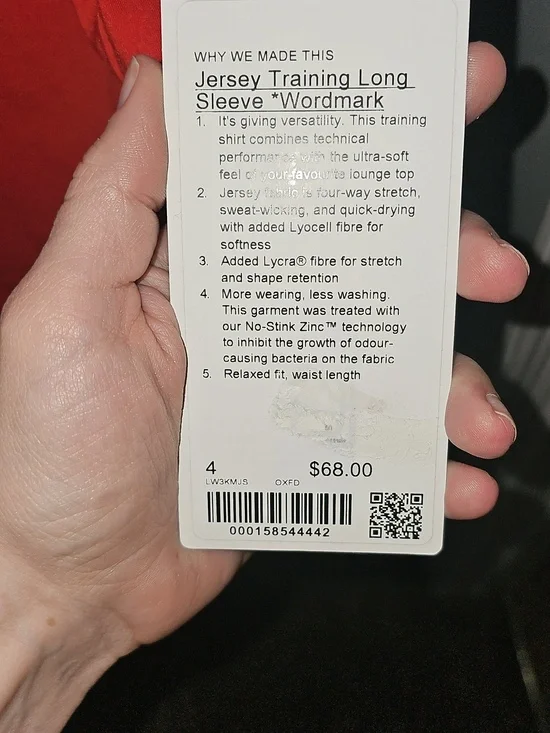 Lululemon Jersey Training Long Sleeve! Sz 4,Wordmark! NWTS! OXFD! Dont Miss Out! - Picture 5 of 10